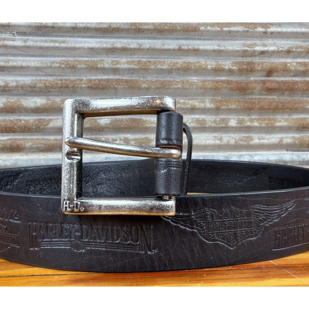 Vintage Harley Davidson Tooled Leather Black Western cowboy Sz 38